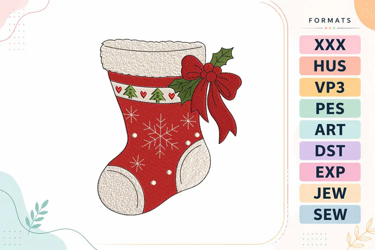 Christmas Stocking Machine Embroidery Design