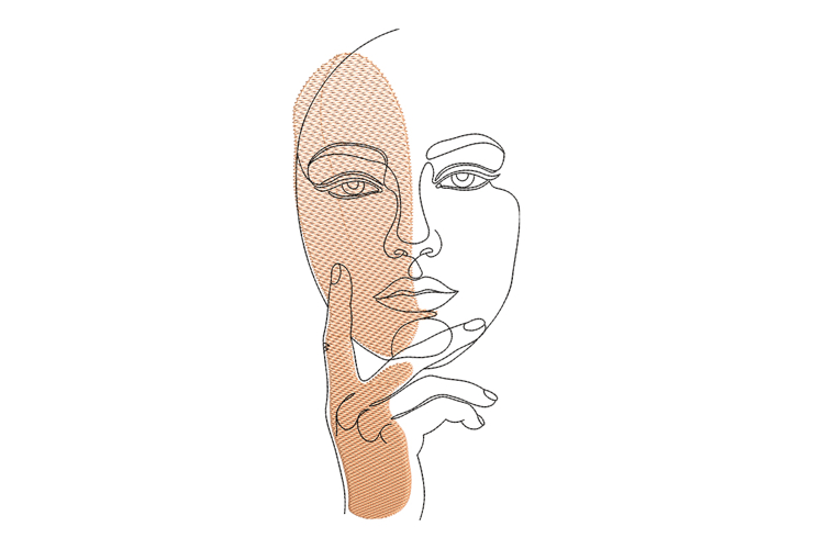 Abstract Face Line Art Embroidery Designs For Machine