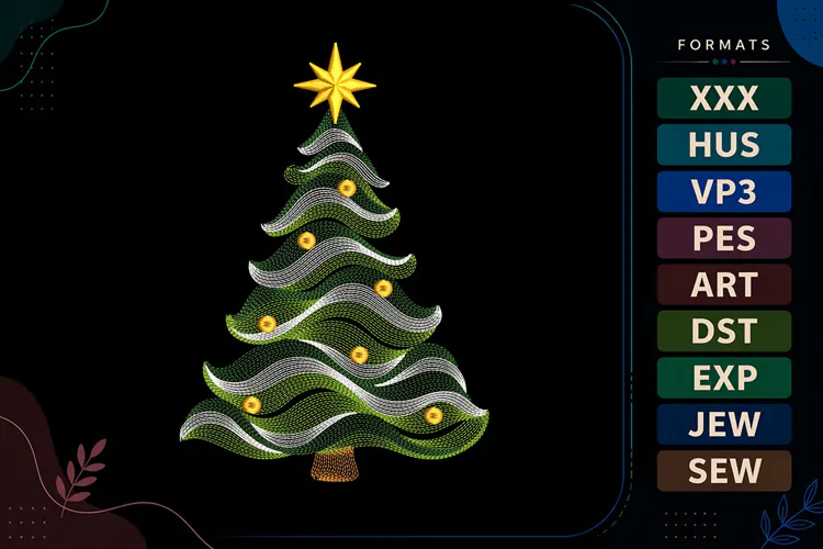 Christmas Tree Ripple Embroidery Designs For Machine