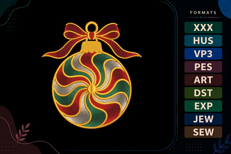 Christmas Ripple Ornament Embroidery Designs For Machine