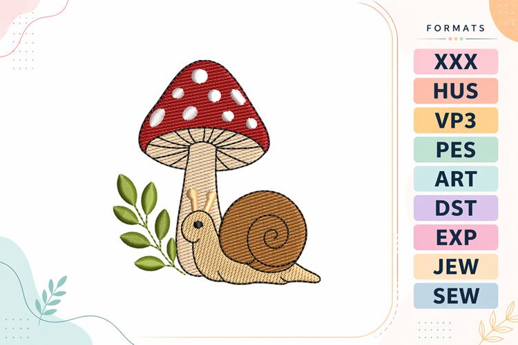 Mini Size Sail Under Mushroom Embroidery Designs example image 1