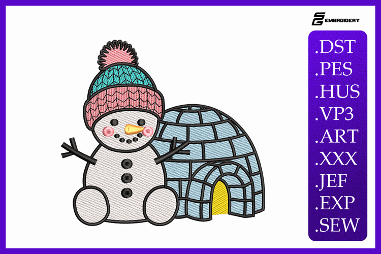 Cozy Snowman and Igloo Christmas Embroidery Designs