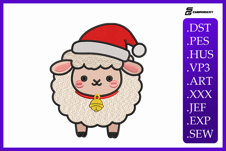 Cute Christmas Sheep Embroidery Designs For Machine