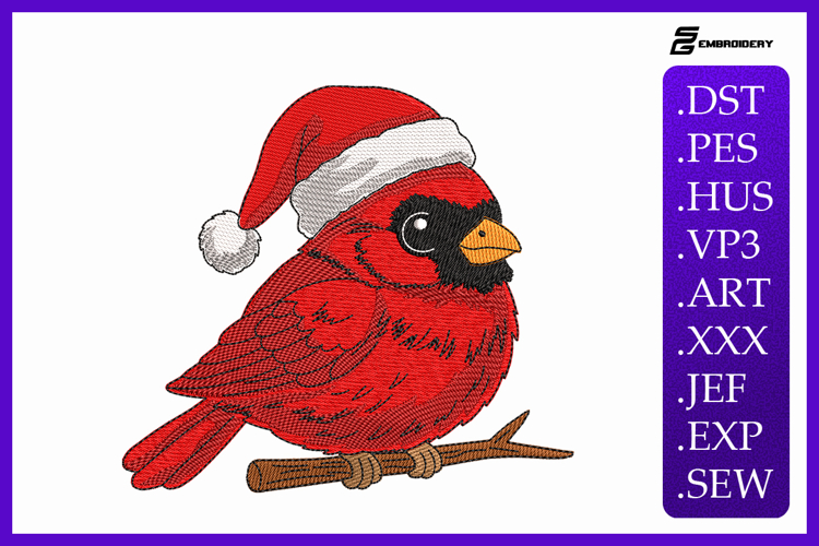 Christmas Cardinal Bird Embroidery Designs For Machine