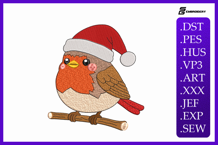 Christmas Robin Bird Embroidery Designs For Machine
