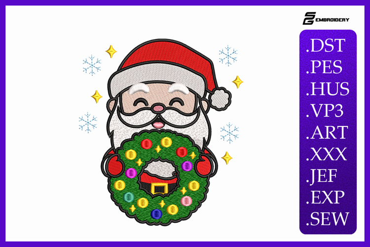 Christmas Wreath and Santa Embroidery Designs For Machine