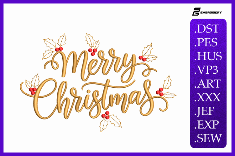 Merry Christmas - Quote Embroidery Designs