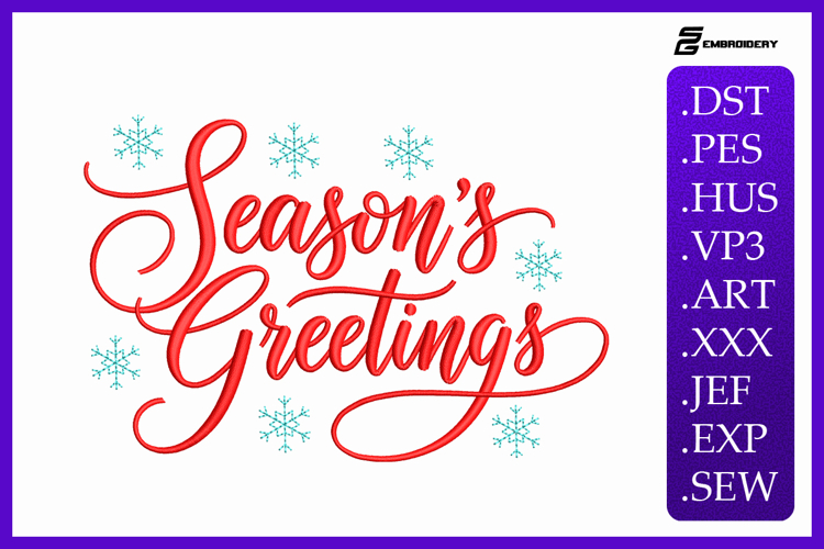 Seasons Greetings - Christmas Quote Embroidery Designs