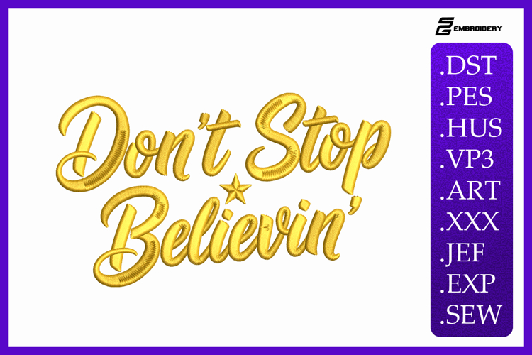 Dont Stop Believing - Christmas Quote Embroidery Designs