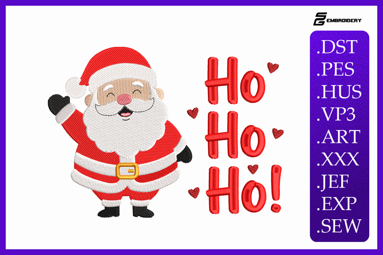 Santa Claus Ho Ho Ho Christmas Embroidery Designs