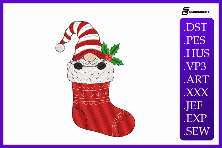 Christmas Stocking Gnome Embroidery Designs For Machine