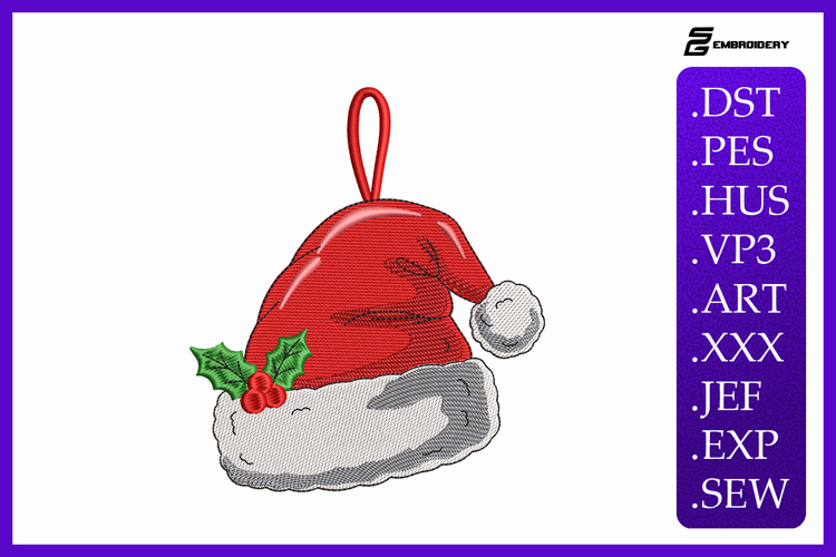 Santa Hat Christmas Ornament Embroidery Designs For Machine