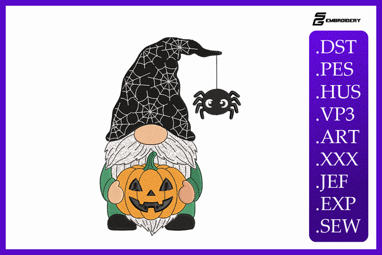 Spooky Halloween Gnome Embroidery Designs For Machine
