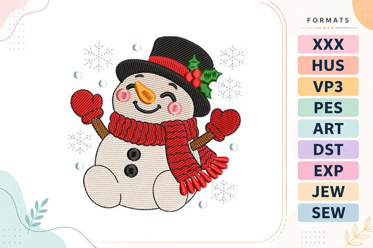 Christmas Snowman Embroidery Design For Machine example image 1