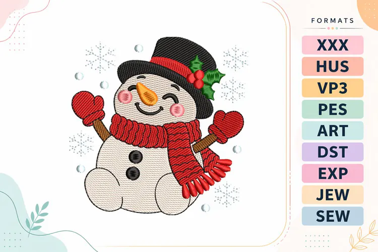 Christmas Snowman Embroidery Design For Machine