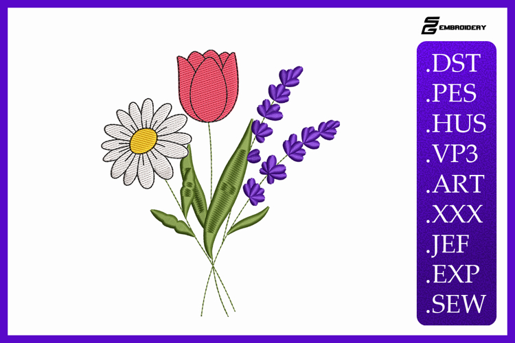 Wildflower Bouquet Machine Embroidery Designs