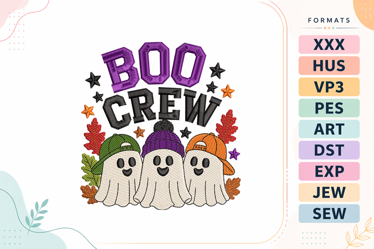 Boo Crew Halloween Embroidery Design