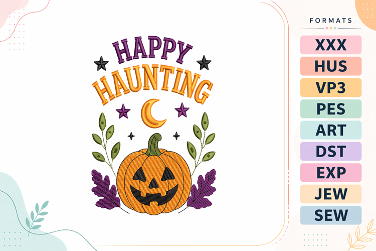 Happy Haunting Pumpkin Halloween Embroidery Designs