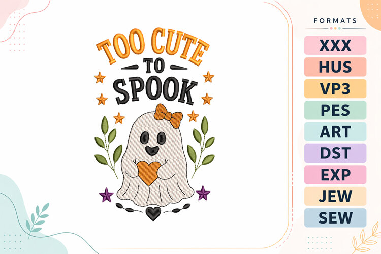 Too Cute to Spook Halloween Embroidery Design example image 1