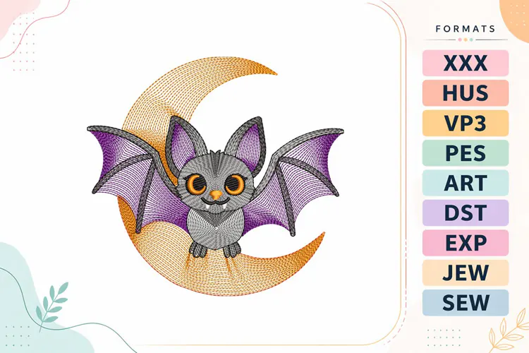 Ripple Halloween Bat Embroidery Designs For Machine