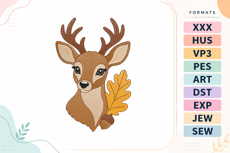 Light Sketch Fall Deer Machine Embroidery Designs