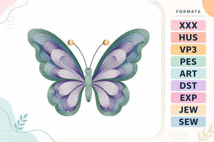 Mini Ripple Butterfly Embroidery Designs For Machine example image 1