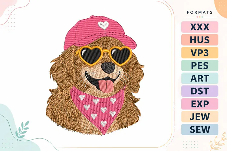Cute Fluffy Dog Embroidery Design For Machine
