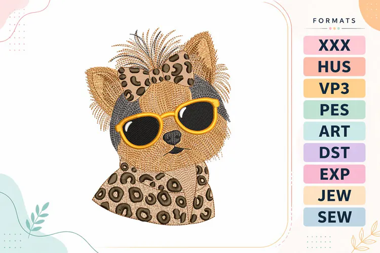 Yorkshire Terrier Dog Embroidery Design For Machine