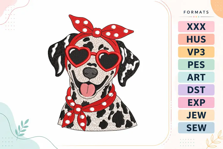 Cute Dalmatian Dog Embroidery Design For Machine