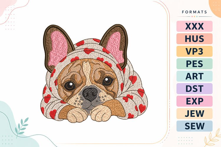 French Bulldog Puppy Machine Embroidery Design example image 1