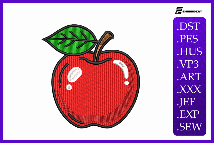Classic Red Apple Embroidery Designs For Machine