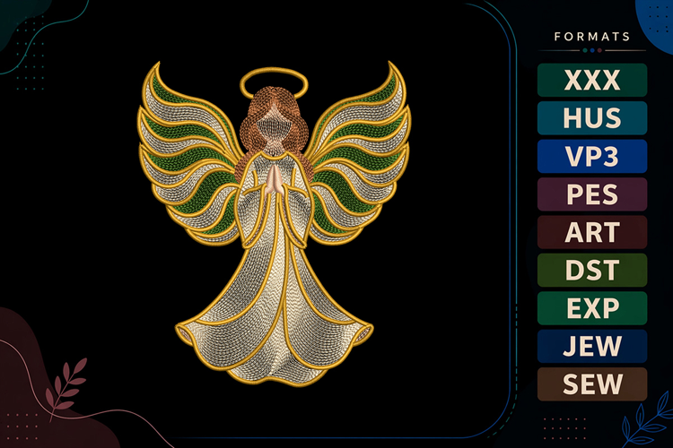 Ripple Christmas Angel Embroidery Designs For Machine
