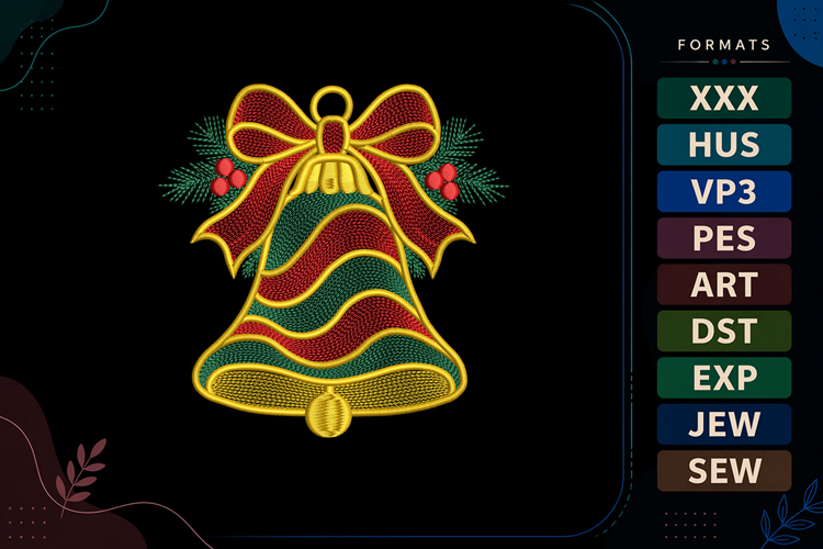 Ripple Christmas Bell Embroidery Designs For Machine