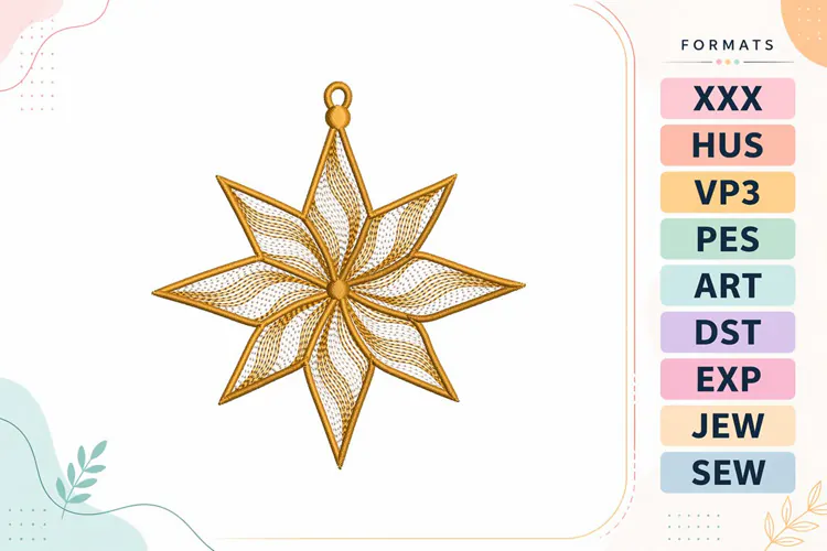 Ripple Christmas Star Ornament Embroidery Designs