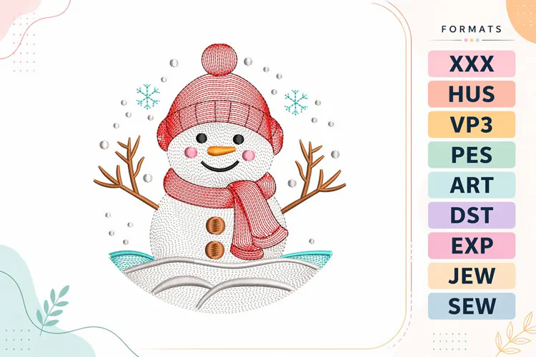 Cute Ripple Snowman Christmas Embroidery Designs For Machine