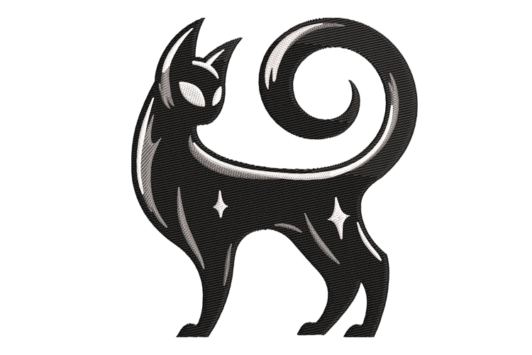 Magical Black Cat Machine Embroidery Design