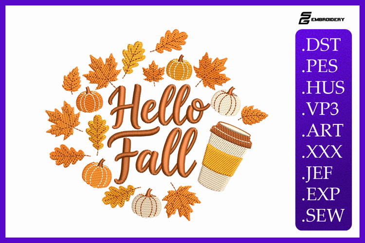 Hello Fall Embroidery Designs For Machine