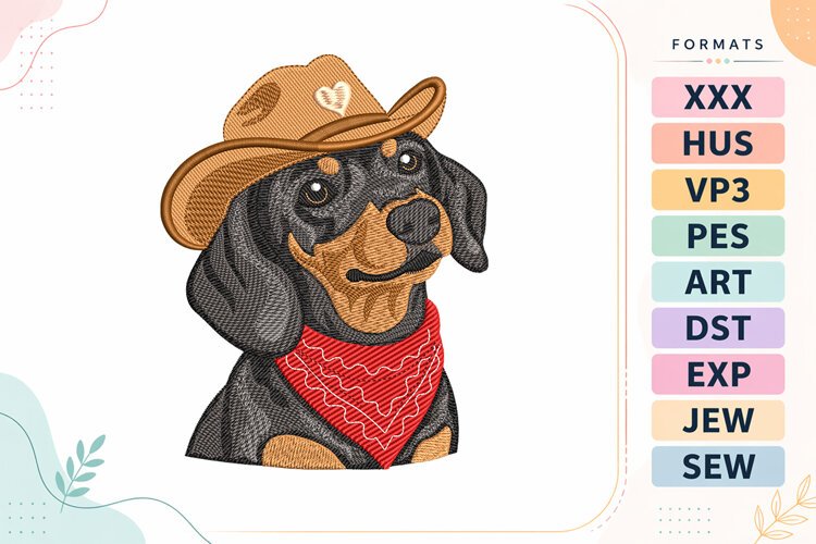 Rottweiler Cowboy Dog Machine Embroidery Designs example image 1