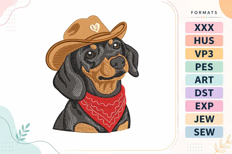 Rottweiler Cowboy Dog Machine Embroidery Designs
