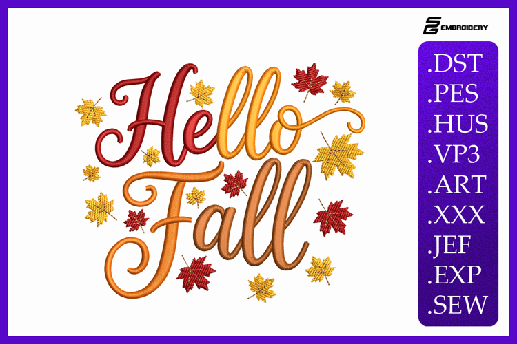 Hello Fall Embroidery Designs For Machine