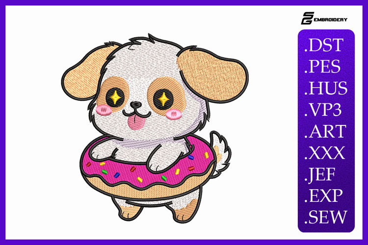 Puppy and Donut Embroidery Designs For Machine