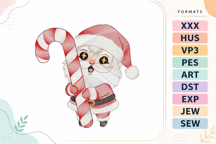 Ripple Santa Claus Christmas Embroidery Designs For Machine