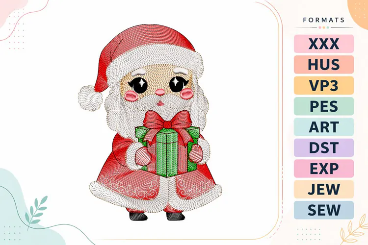 Ripple Christmas Santa Embroidery Designs For Machine