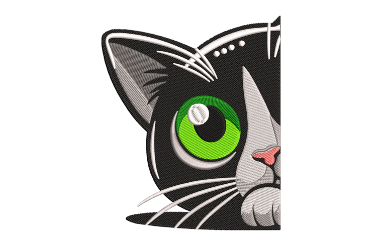 Peeking Black Cat Machine Embroidery Design