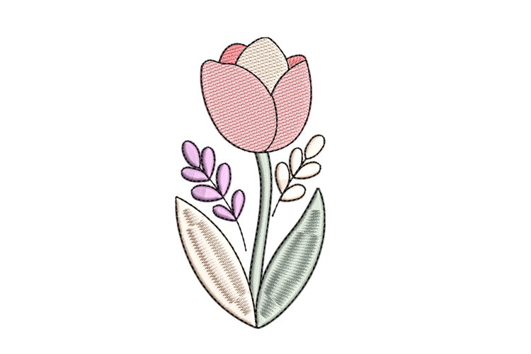 Mini Single Tulip Embroidery Designs For Machine