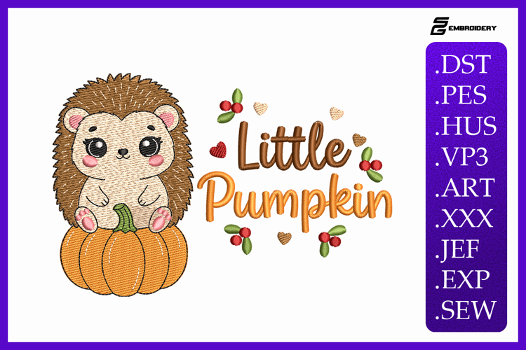 "Little Pumpkin" Hedgehog Embroidery Designs For Machi