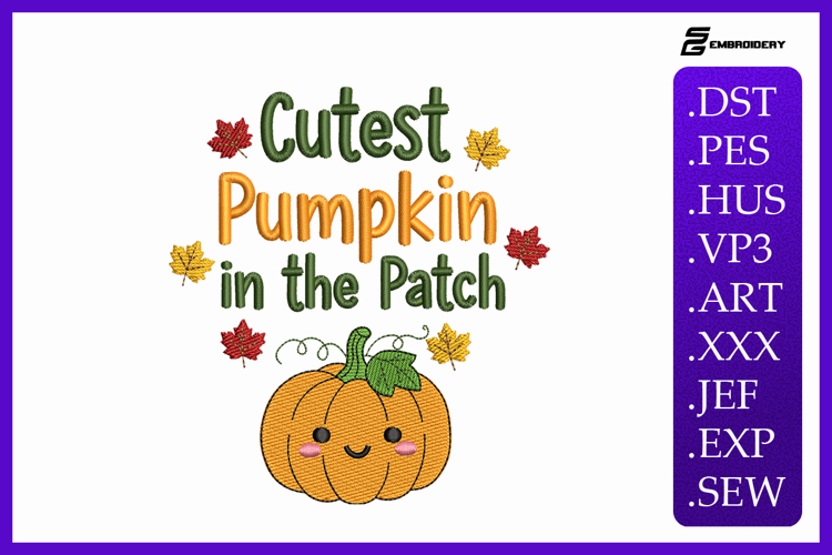 Cutest Pumpkin In The Patch Embroidery Designs For Machine