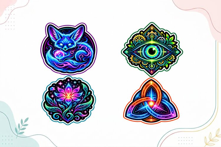 Neon Mystic Stickers Magical example image 1