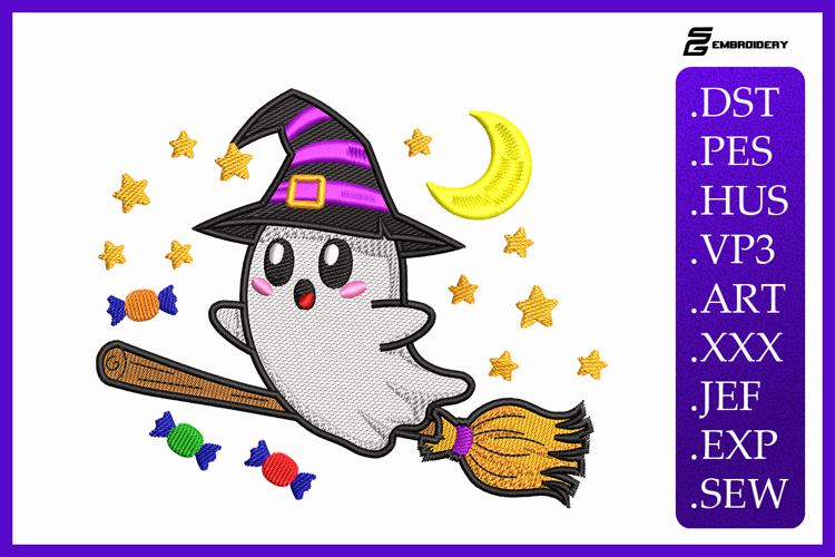 Flying Ghost Embroidery Designs For Machine