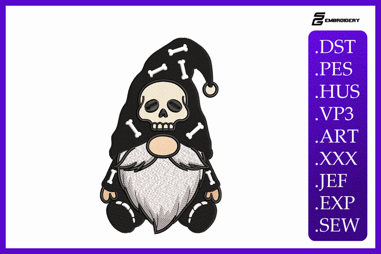 Skeleton Gnome Embroidery Designs For Machine